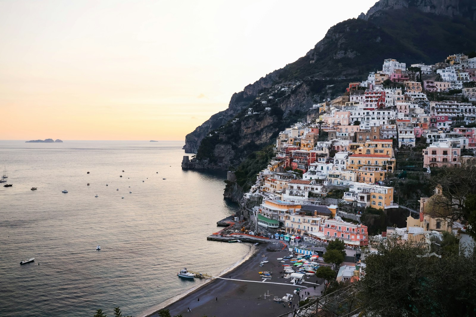 Positano on the Amalfi Coast at golden hour